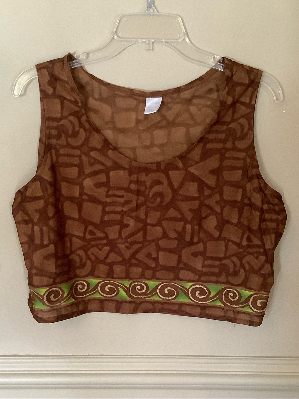 Tara Grinna Brown Geometric Swim Coverup Tank Top